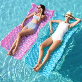 Inflatable Pool Floats Raft,Floating Lounge for Adults,64x32 inch Swimming Mat Pool Mattress with Headrest (Color: Blue,Purple)
