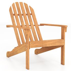 Acacia Wood Outdoor Adirondack Chair with Ergonomic Design (Color: natural)