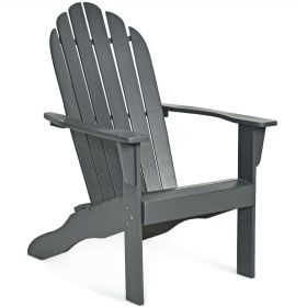 Acacia Wood Outdoor Adirondack Chair with Ergonomic Design (Color: Gray)