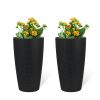 Set of 2 Faux Rattan Tall Planters Outdoor Indoor Large Planters with Water Level Monitor Inner Bucket, Automatic Watering