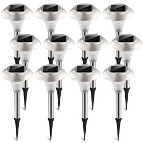 12Packs Solar Garden Lights Outdoor IP44 Waterproof Solar Pathway Lights Color Changing Landscape Lamps 10Hrs Lawn Lighting for Yard Driveway Walkway (Color: White, size: 12 pcs)