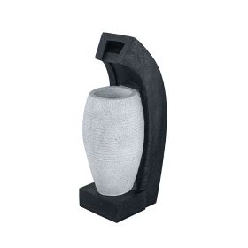 10x8.1x23.4" Black and White Water Fountain with Vase Design, with Light and Pump, for Indoor and Outdoor (Color: as Pic)